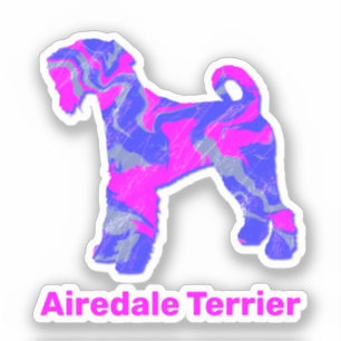 Airedale Terrier Dog Pegatina de vinilo rosa calie