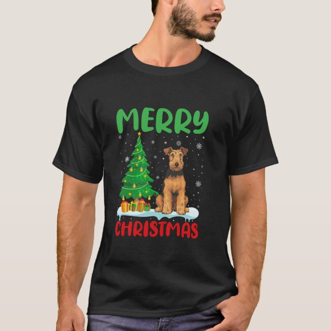 Airedale Terrier Dog Tree Xmas Sweater Ugly Christ (Anverso)