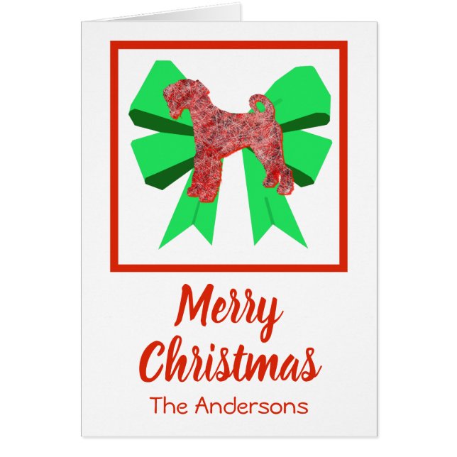 Airedale Terrier Navidades Dog & Green Bow Card (Frente)