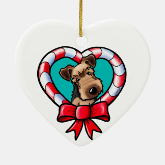 Airedale Terrier Navidades Ornamento cerámico