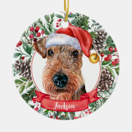 Airedale Terrier Personalizado Santa Ornamento de