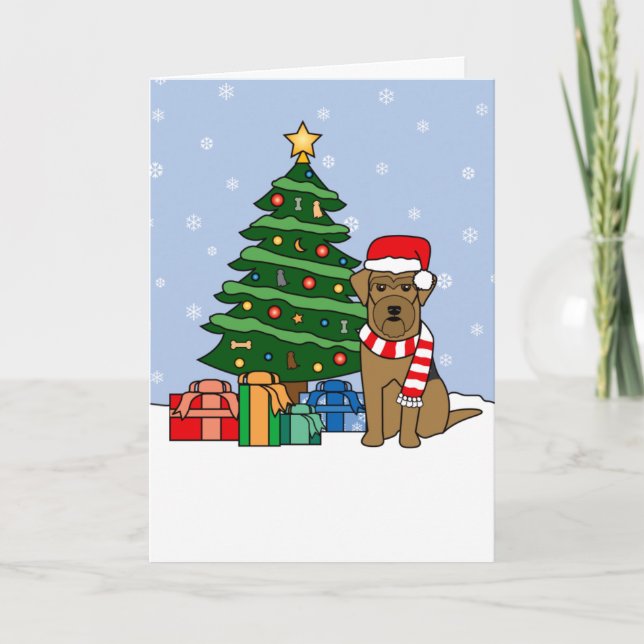 Airedale Terrier y el árbol de Navidad (Anverso)