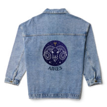 Aires Ram Zodiac Rótulo Diseño Denim Chaqueta