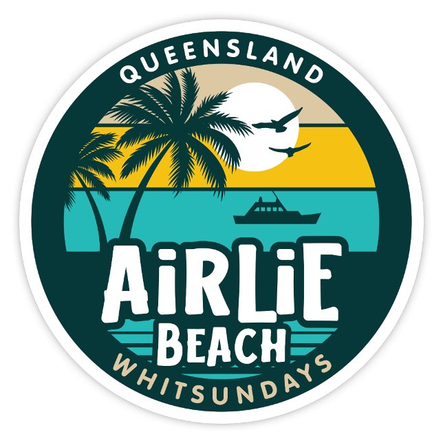 Airlie Beach, Pegatina de Queensland Australia (Airlie Beach, Whitsundays Queensland Australia Retro Round Sticker)