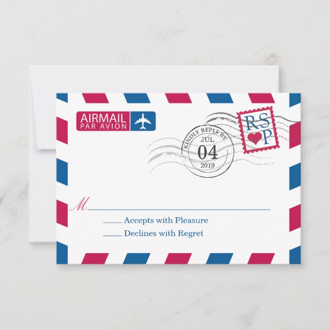 Airmail | Confirmación de asistencia para bodas (Anverso)