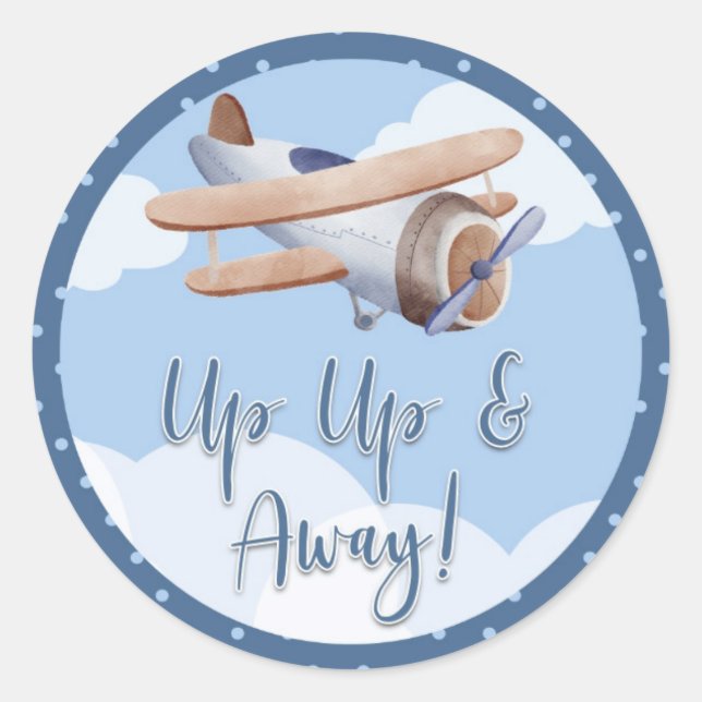 AirplanNubes azules: Pegatina Baby Shower ausente (Anverso)