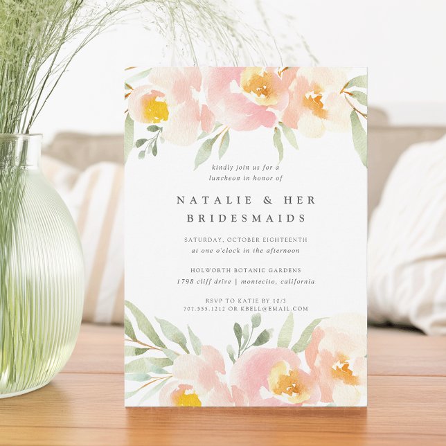 Airy Floral Bridesmaids Invitación al almuerzo (Subido por el creador)