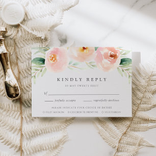 Airy Floral RSVP Card con opción de comida