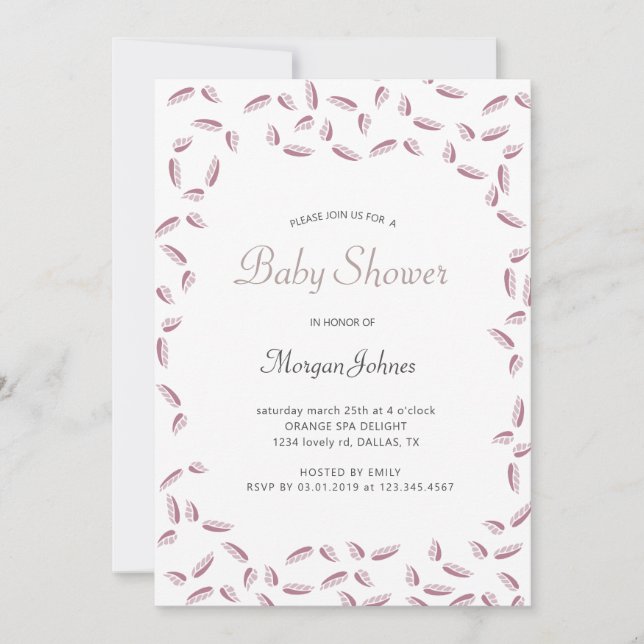 Airy Leaves | Invitación de Baby Shower (Anverso)