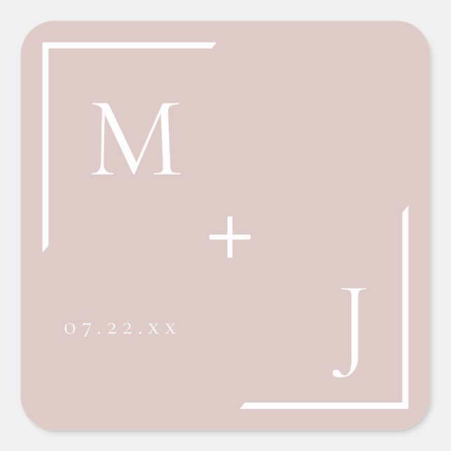 Airy Pastel Dusty Rubor Monograma Pegatina (Anverso)