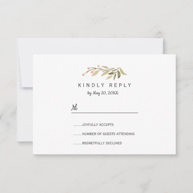 Airy pink meadow wild Flowers Wedding RSVP (Anverso)