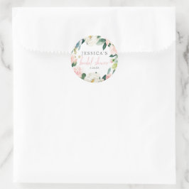 Airy Rubor Floral Bridal Shower Favor Pegatinas