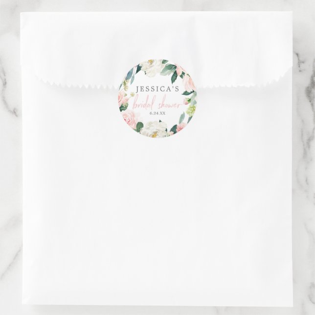 Airy Rubor Floral Bridal Shower Favor Pegatinas (Bolso)
