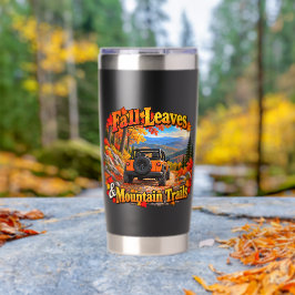 Aislada Botella de agua Orange_Fall Leaves & Mt Trails