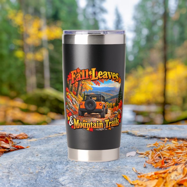 Aislada Botella de agua Orange_Fall Leaves & Mt Trails (Al aire libre (girado))