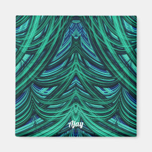 ~ AJAY ~ GORGEOUS! ~ 3D Imán verde azul fractal