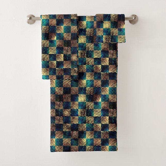 Ajedrez con efecto sucio y rayado, azul amarillo (In situ)