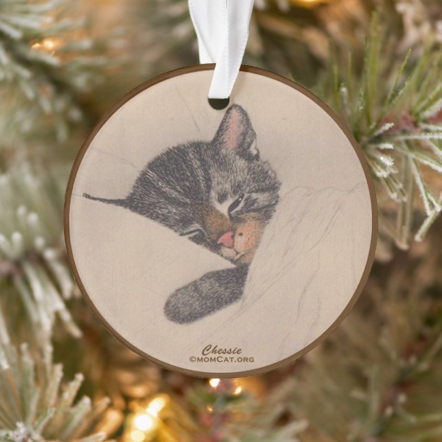 Ajedrez el ornamento acrílico gatito dormido (sepi (Árbol)