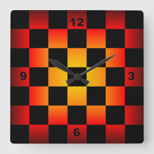 Ajedrez ~ Reloj de tablero de ajedrez Negro y fond