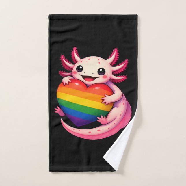 Ajolote Arcoíris Corazón Orgullo Anfibio (Toalla de mano)