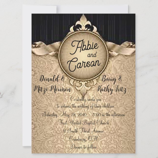 Ajustar a la invitación de matrimonio de regalías (Anverso)