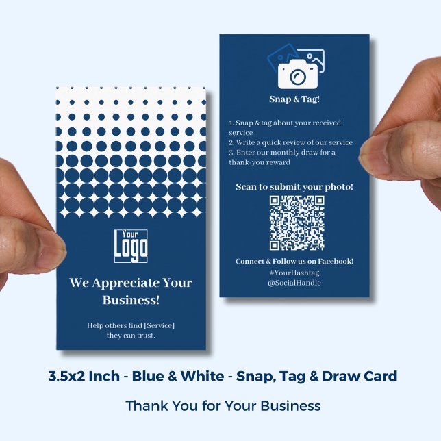Ajustar contenido de usuario de etiqueta gracias t (Snap Tag User Content Thank You Referral Card; Size: 3.5x2 Inch, Portrait Format)