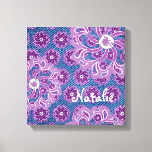 Ajuste de lienzo cuadrado de flor y denim