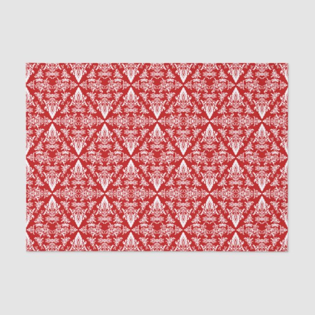 Ajuste de papel de tejidos rojo-blanco de Damask 0 (Anverso)