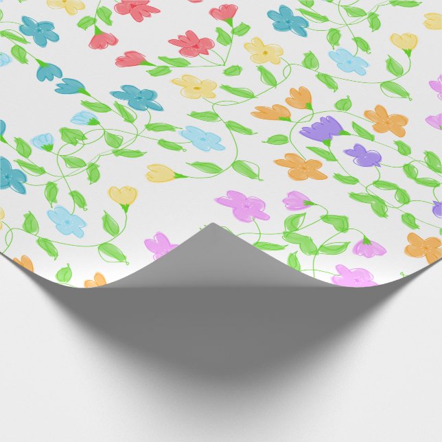 Ajuste De Regalo De Papel Con Delicado Patrón Flor (Esquina)