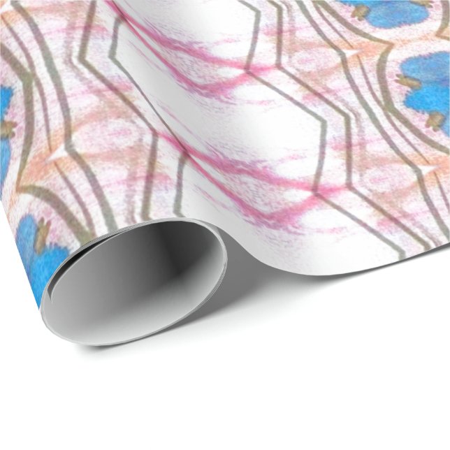 Ajuste de regalo de papel de diseño rosa y azul (Esquina del rollo)