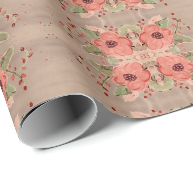 Ajuste de regalo de papel del diseñador de flores  (Esquina del rollo)