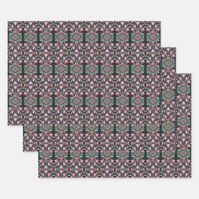 Ajuste de regalo de papel negro Verde azulado y ro (Set)