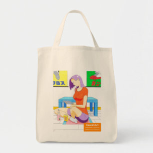 Akiko en casa con la bolsa