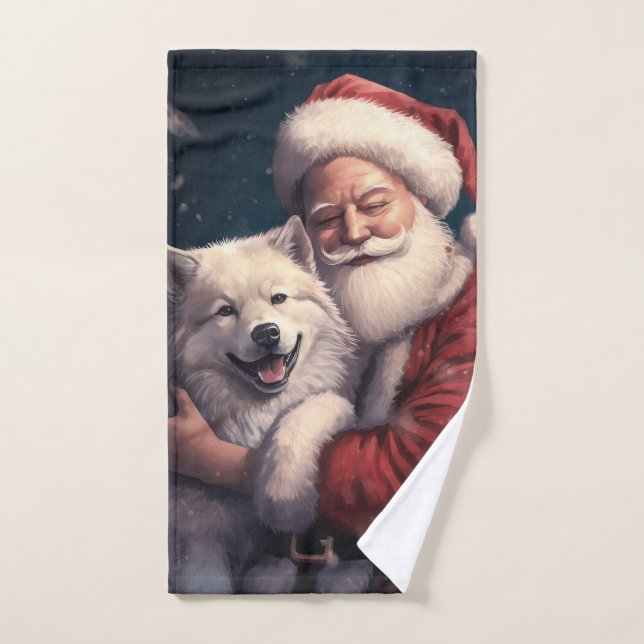 Akita con Navidades festivos de Santa Claus (Toalla de mano)