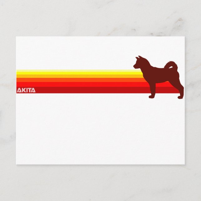Akita Con Postales De Rayas (Anverso)