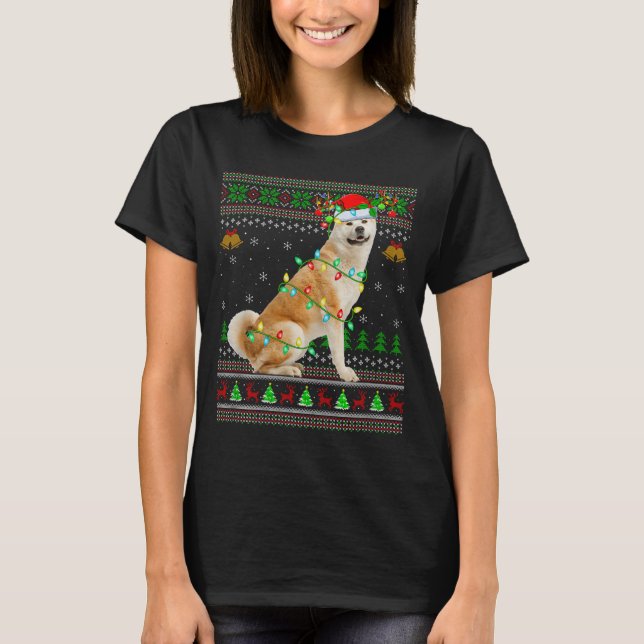 Akita Inu Dog Ugly Christmas Sweaters Holiday Sant (Anverso)