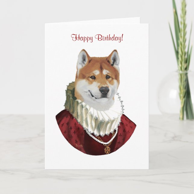 Akita, tarjeta de cumpleaños feliz. (Anverso)