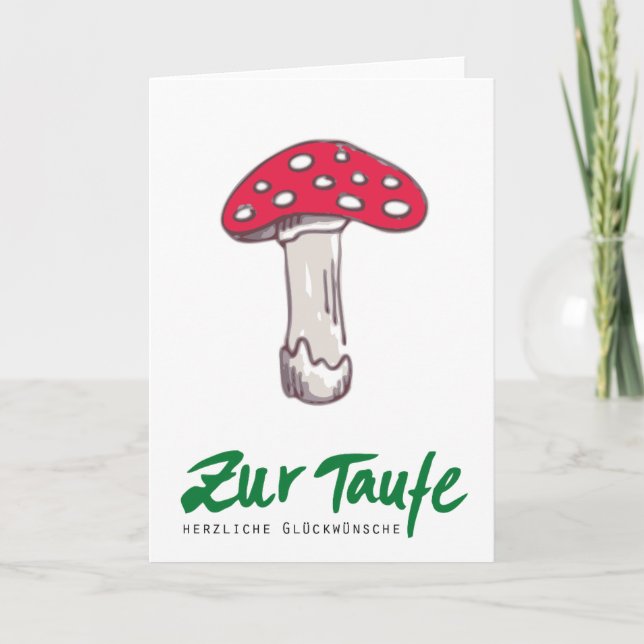 Al bautismo: Tarjeta de enhorabuena hongo de mosca (Anverso)