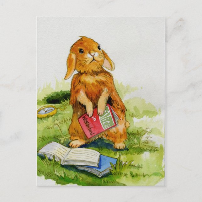 Al conejo le encanta leer la postal (Anverso)