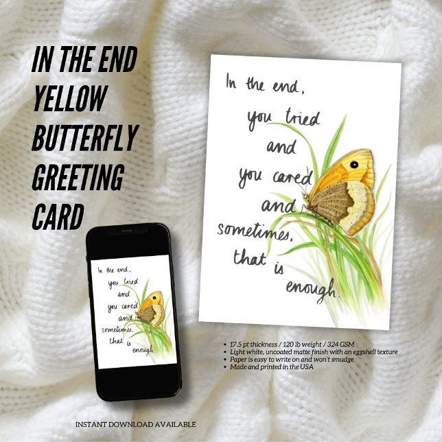 Al final, tarjeta de felicitación de mariposa amar (The Butterfly Studio
🌼In the end 🦋 Yellow Butterfly Greeting Card)
