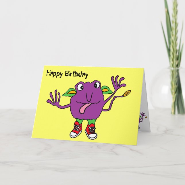 AL- Graciosa tarjeta de cumpleaños del Monstruo de (Anverso)