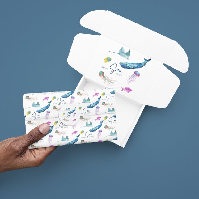 Al mar Vamos Papel De Tejido (Celebrate a special trip to the ocean with this, "To the sea we go" tissue paper!)