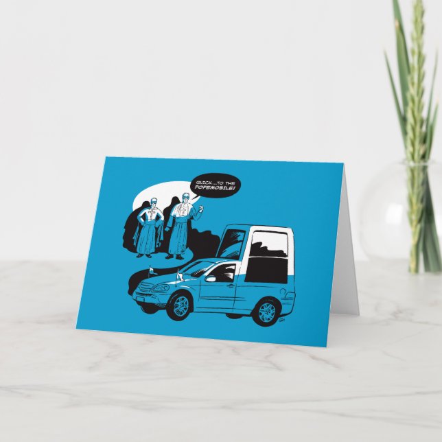 ¡Al Popemobile! Tarjeta de felicitación (Anverso)
