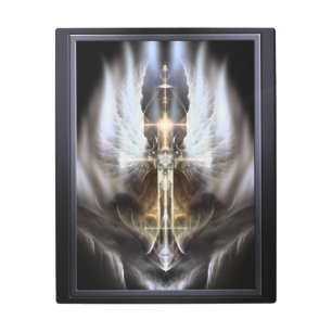 Ala Ángel Celestial cruza Arte Fractal Negro