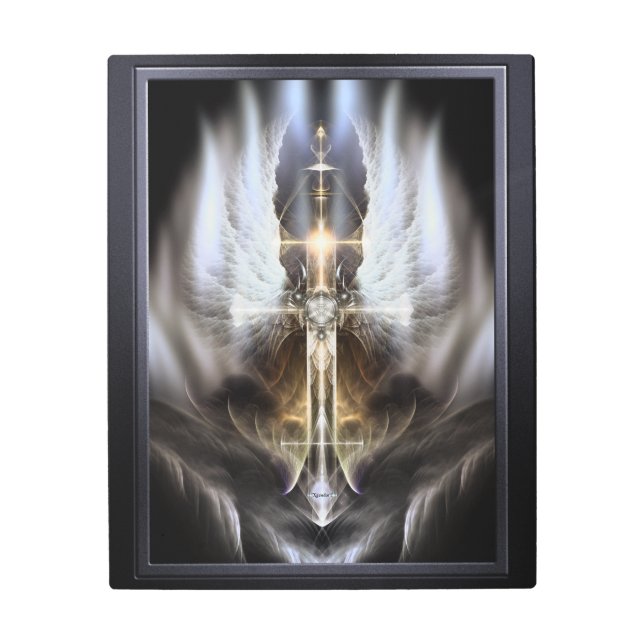 Ala Ángel Celestial cruza Arte Fractal Negro (Anverso)