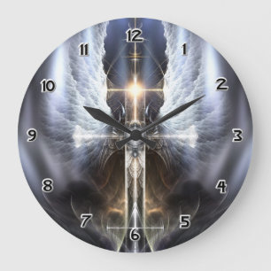 Ala Ángel Celestial Cruza el reloj de pared de ar