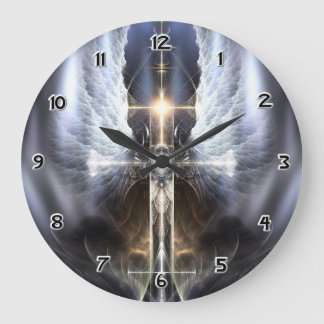 Ala Ángel Celestial Cruza el reloj de pared de art