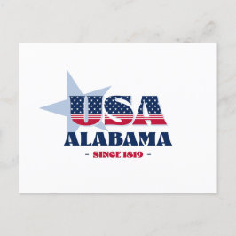 Alabama en postal roja, blanca y azul