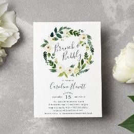 Alabaster Wreath Brunch & Bubbly Shower Invitación