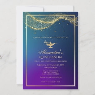 Aladdin Quinceanera Invitación de cumpleaños lámpa